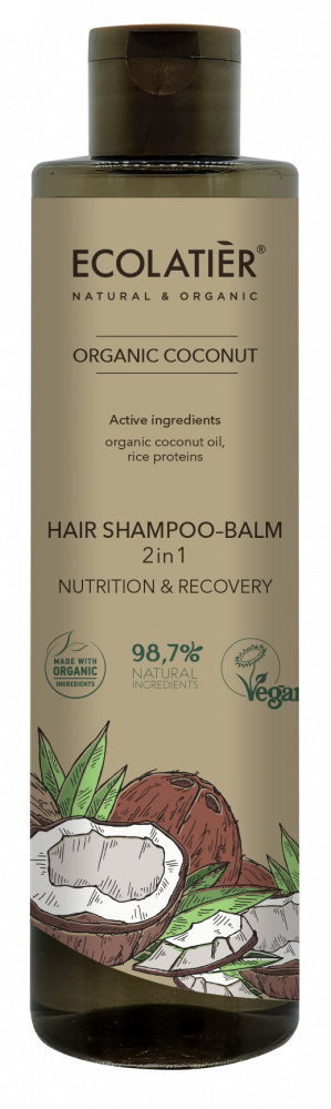 Ecolatier šampón-balzam na vlasy 2v1 výživa a oživenie KOKOS